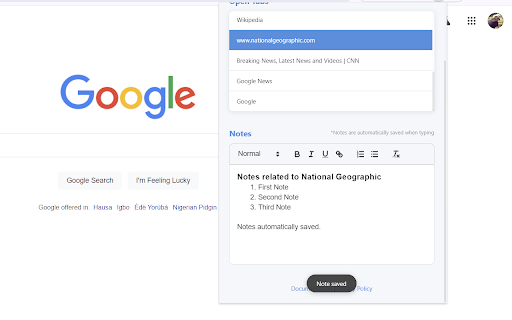 TabNotepad  from Chrome web store to be run with OffiDocs Chromium online