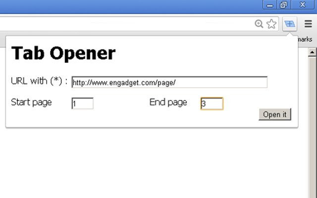 Tab Opener  from Chrome web store to be run with OffiDocs Chromium online