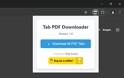Tab PDF Downloader from Chrome web store to be run with OffiDocs Chromium online Tab PDF Downloader from Chrome web store to be run with OffiDocs Chromium online