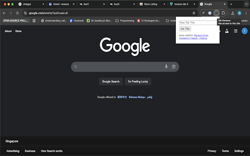 Tab Renamer  from Chrome web store to be run with OffiDocs Chromium online