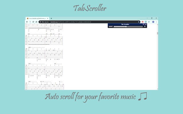 Tab Scroller Guitar Tab Auto Scroll aus dem Chrome Web Store zur Ausführung mit OffiDocs Chromium online