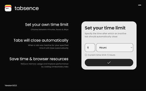 Tabsence: Inactive Tab Manager  from Chrome web store to be run with OffiDocs Chromium online