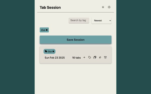 Tab Session Extension  from Chrome web store to be run with OffiDocs Chromium online