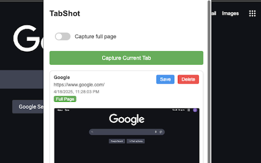 TabShot  from Chrome web store to be run with OffiDocs Chromium online