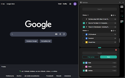 TabSider Beta  from Chrome web store to be run with OffiDocs Chromium online