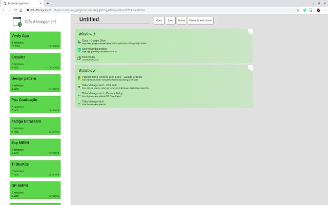 Gestione delle schede dal Chrome Web Store da eseguire con OffiDocs Chromium online