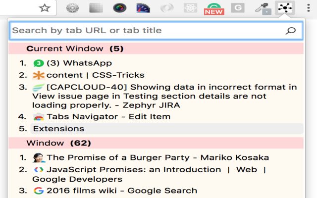 Tabs Navigator จาก Chrome เว็บสโตร์เพื่อใช้งานกับ OffiDocs Chromium ออนไลน์