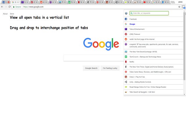 Tabs Search Navigator מחנות האינטרנט של Chrome להפעלה עם OffiDocs Chromium באינטרנט