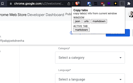 Tabs to Clipboard  from Chrome web store to be run with OffiDocs Chromium online