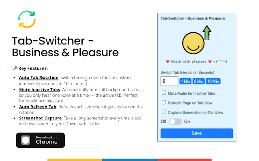 Tab Switcher Business  Pleasure  from Chrome web store to be run with OffiDocs Chromium online