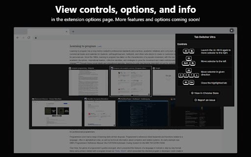 Tab Switcher Ultra  from Chrome web store to be run with OffiDocs Chromium online