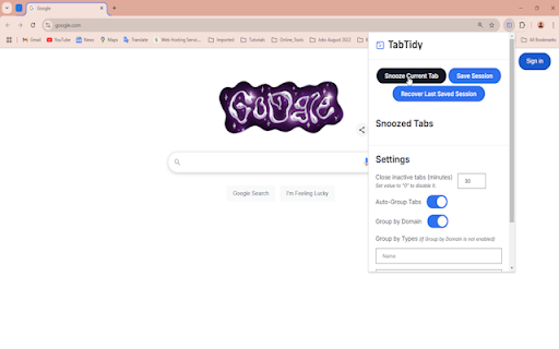 TabTidy  from Chrome web store to be run with OffiDocs Chromium online