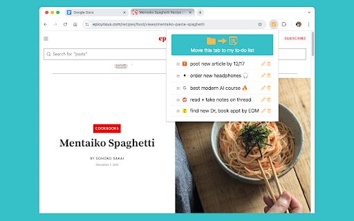 Tab To Do Get s**t done, and a faster computer.  from Chrome web store to be run with OffiDocs Chromium online