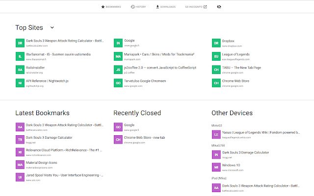 TABU Halaman Tab Baru dari toko web Chrome untuk dijalankan dengan OffiDocs Chromium online