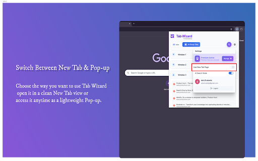 Tab Wizard  from Chrome web store to be run with OffiDocs Chromium online
