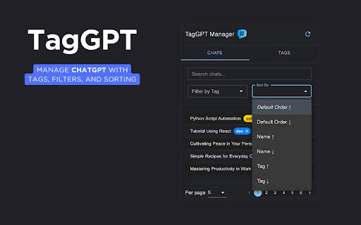 TagGPT Chat Manager  from Chrome web store to be run with OffiDocs Chromium online