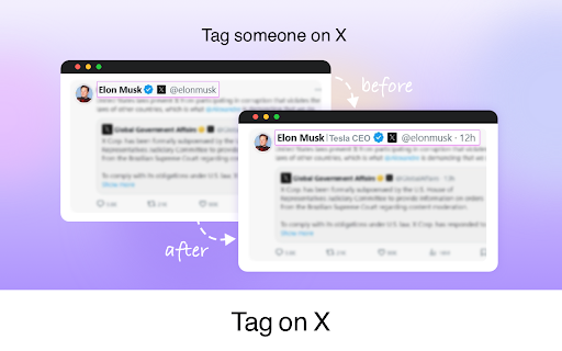 tag on X tag someone on twitter/X  from Chrome web store to be run with OffiDocs Chromium online