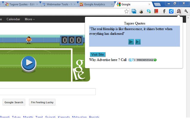 ציטוטים של Tagore מחנות האינטרנט של Chrome שיופעלו עם OffiDocs Chromium באינטרנט