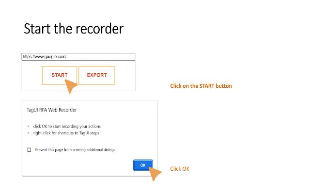 TagUI RPA Web Recorder dari toko web Chrome untuk dijalankan dengan OffiDocs Chromium online