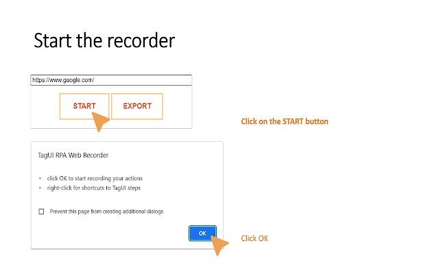 Chrome 网上商店的 TagUI RPA Web Recorder 将与 OffiDocs Chromium 在线运行