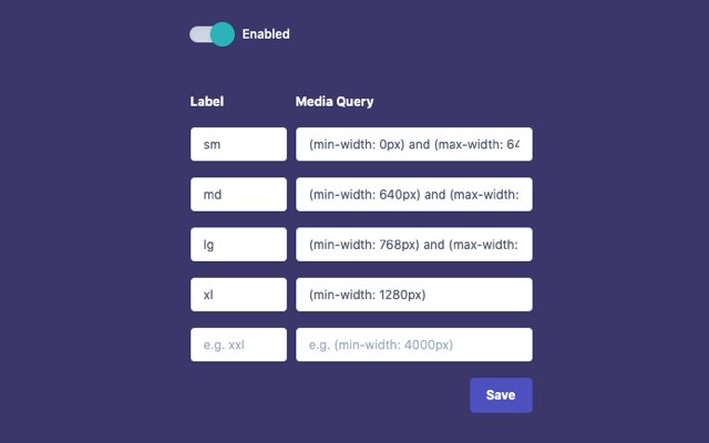 Tailwind CSS Media Query Inspector  from Chrome web store to be run with OffiDocs Chromium online