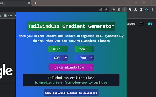 Tailwind gradient picker  from Chrome web store to be run with OffiDocs Chromium online