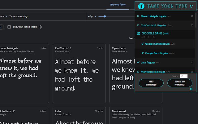 Take Your Type  from Chrome web store to be run with OffiDocs Chromium online