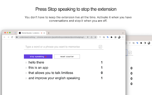 Talkery: Words Booster  from Chrome web store to be run with OffiDocs Chromium online