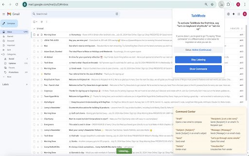 TalkMode  from Chrome web store to be run with OffiDocs Chromium online