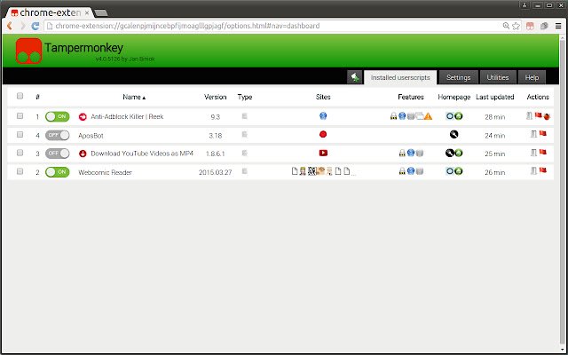 Tampermonkey BETA  from Chrome web store to be run with OffiDocs Chromium online