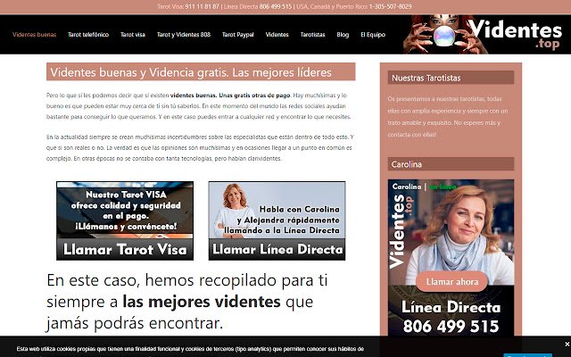 Tarot Videntes y Videncia Videntes.top da Chrome Web Store para ser executado com OffiDocs Chromium online