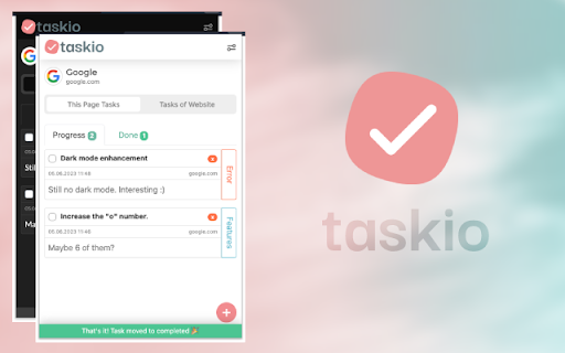 Taskio  from Chrome web store to be run with OffiDocs Chromium online