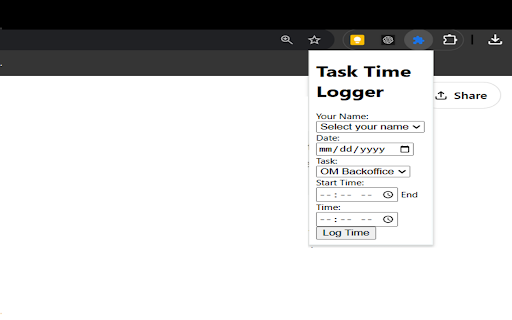 Task Time Logger  from Chrome web store to be run with OffiDocs Chromium online