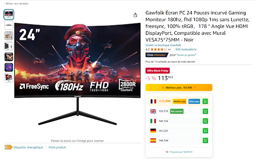 TASTECH | Comparateur de prix Amazon  from Chrome web store to be run with OffiDocs Chromium online
