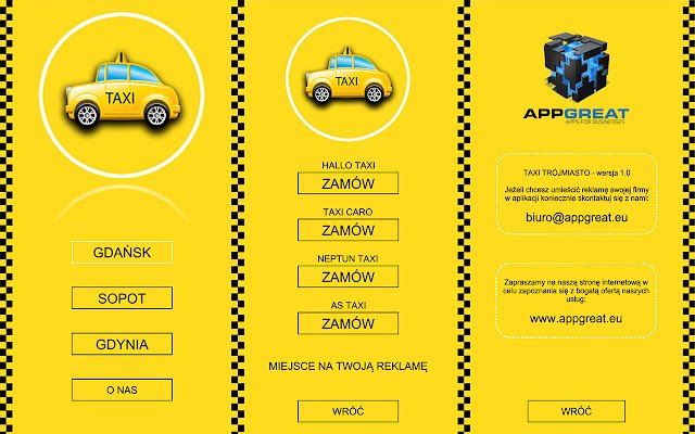 سيتم تشغيل Taxi Gdansk Sopot Gdynia من متجر Chrome الإلكتروني باستخدام OffiDocs Chromium عبر الإنترنت