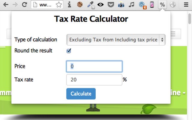 Calculadora de taxa de imposto da loja on-line do Chrome para ser executada com OffiDocs Chromium online