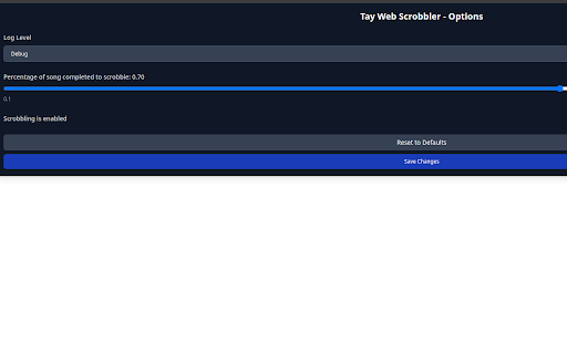 Tay Web Scrobbler  from Chrome web store to be run with OffiDocs Chromium online