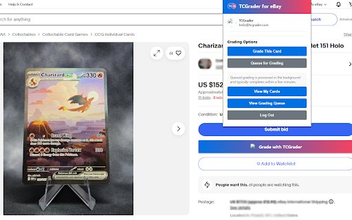 TCGrader for eBay  from Chrome web store to be run with OffiDocs Chromium online
