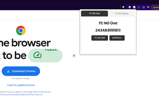 TC Kimlik No Üretici ve Doğrulayıcı  from Chrome web store to be run with OffiDocs Chromium online