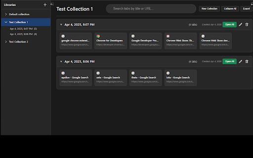 TCM Tab Collection Manager  from Chrome web store to be run with OffiDocs Chromium online