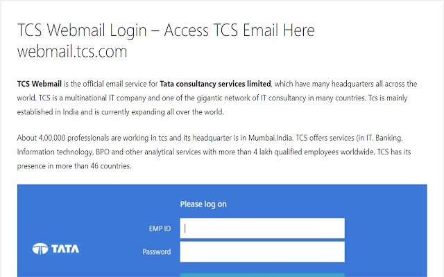 TCS Webmail  from Chrome web store to be run with OffiDocs Chromium online