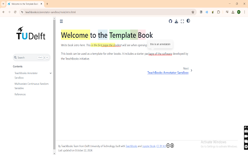 TeachBooks Annotator  from Chrome web store to be run with OffiDocs Chromium online