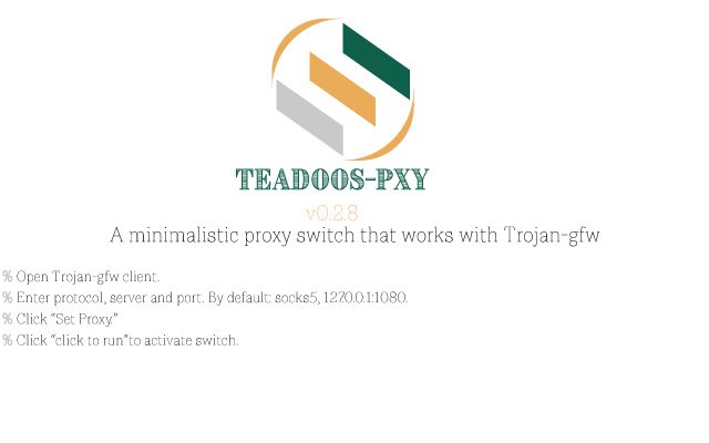 TeadoosPxy จาก Chrome เว็บสโตร์ที่จะทำงานร่วมกับ OffiDocs Chromium ออนไลน์
