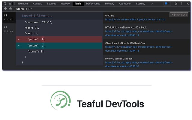 DevTools Teaful dari toko web Chrome untuk dijalankan dengan OffiDocs Chromium online