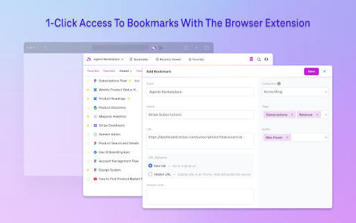 Team Bookmarks  from Chrome web store to be run with OffiDocs Chromium online