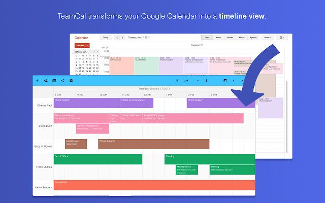 Chrome ウェブストアの Google Calendar™ 用 TeamCal を OffiDocs Chromium オンラインで実行