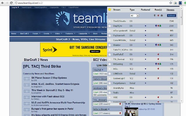 Team Liquid Streams++ mula sa Chrome web store na tatakbo sa OffiDocs Chromium online
