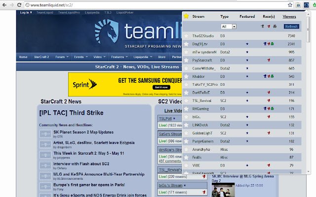 Team Liquid Streams++ uit de Chrome-webwinkel om te draaien met OffiDocs Chromium online