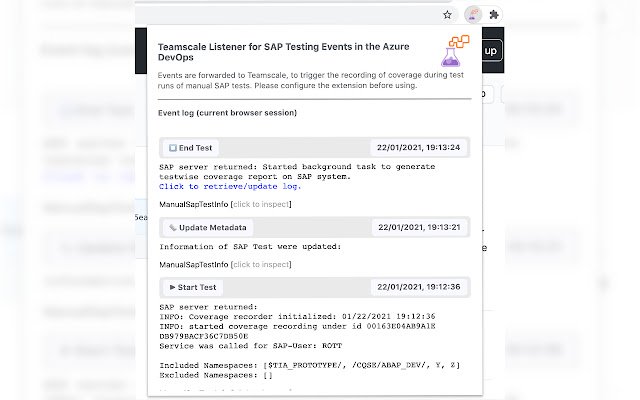 Teamscale ADOS Test Runner Event Listener  from Chrome web store to be run with OffiDocs Chromium online