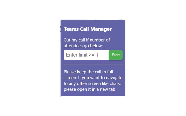 Teams Call Manager จาก Chrome เว็บสโตร์ที่จะทำงานร่วมกับ OffiDocs Chromium ทางออนไลน์